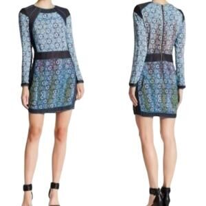 Charlie Jade Womens Silk Blue Floral Quilted Sheath Dress S